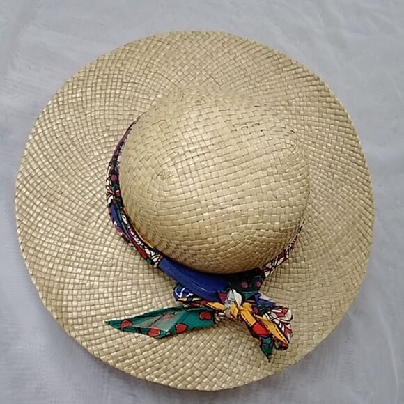 VTG Handmade Summer Straw Happy Cappeers By The Field Company Los Angeles CA Hat main image 6